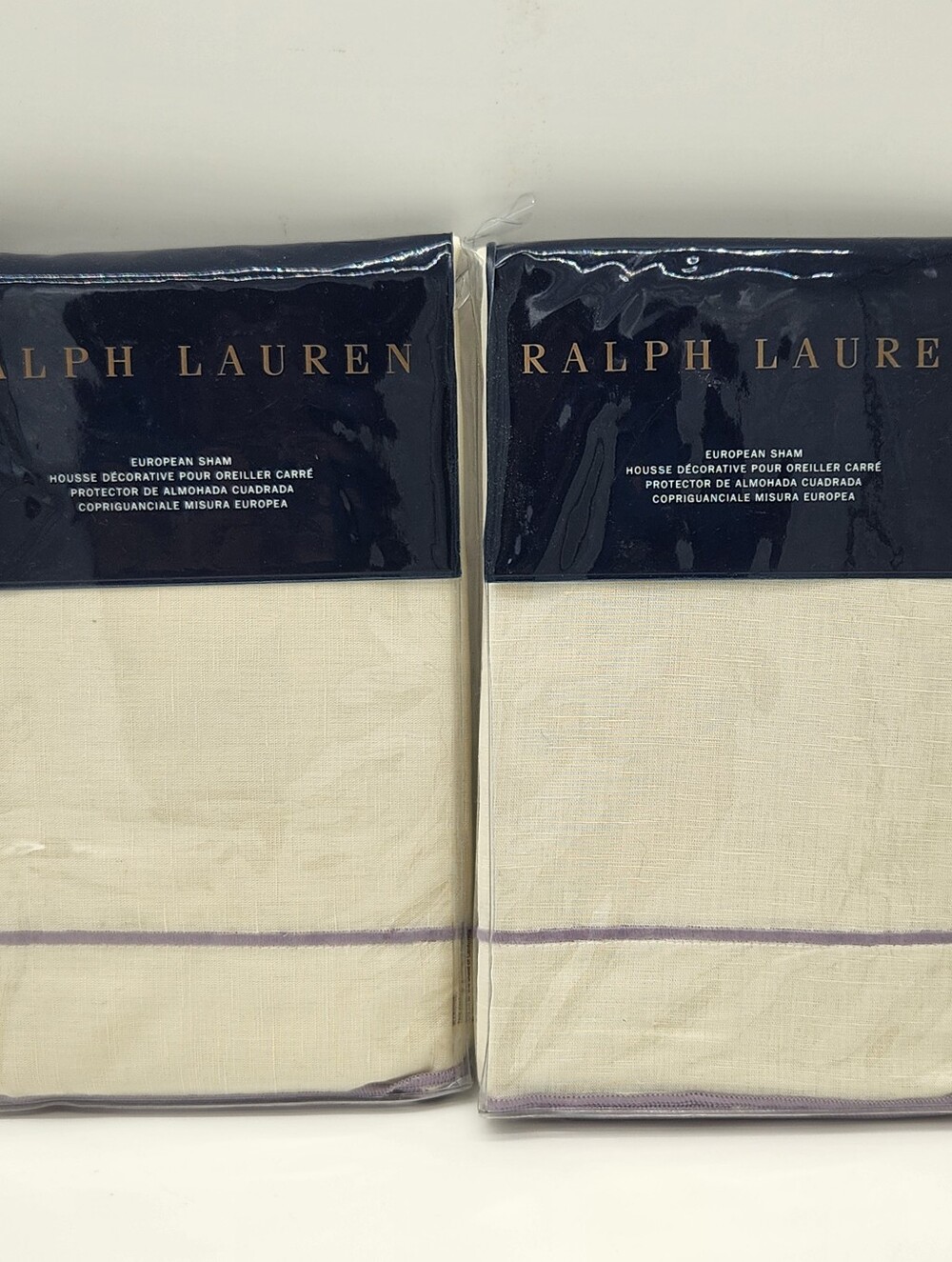 Ralph Lauren Marden Alessandra Euro Shams Set of 2 Cream Linen 26x26 New NWT